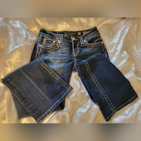 MISS ME jeans size 28 bootleg boot leg rhinestone jeans. - Picture 3 of 14